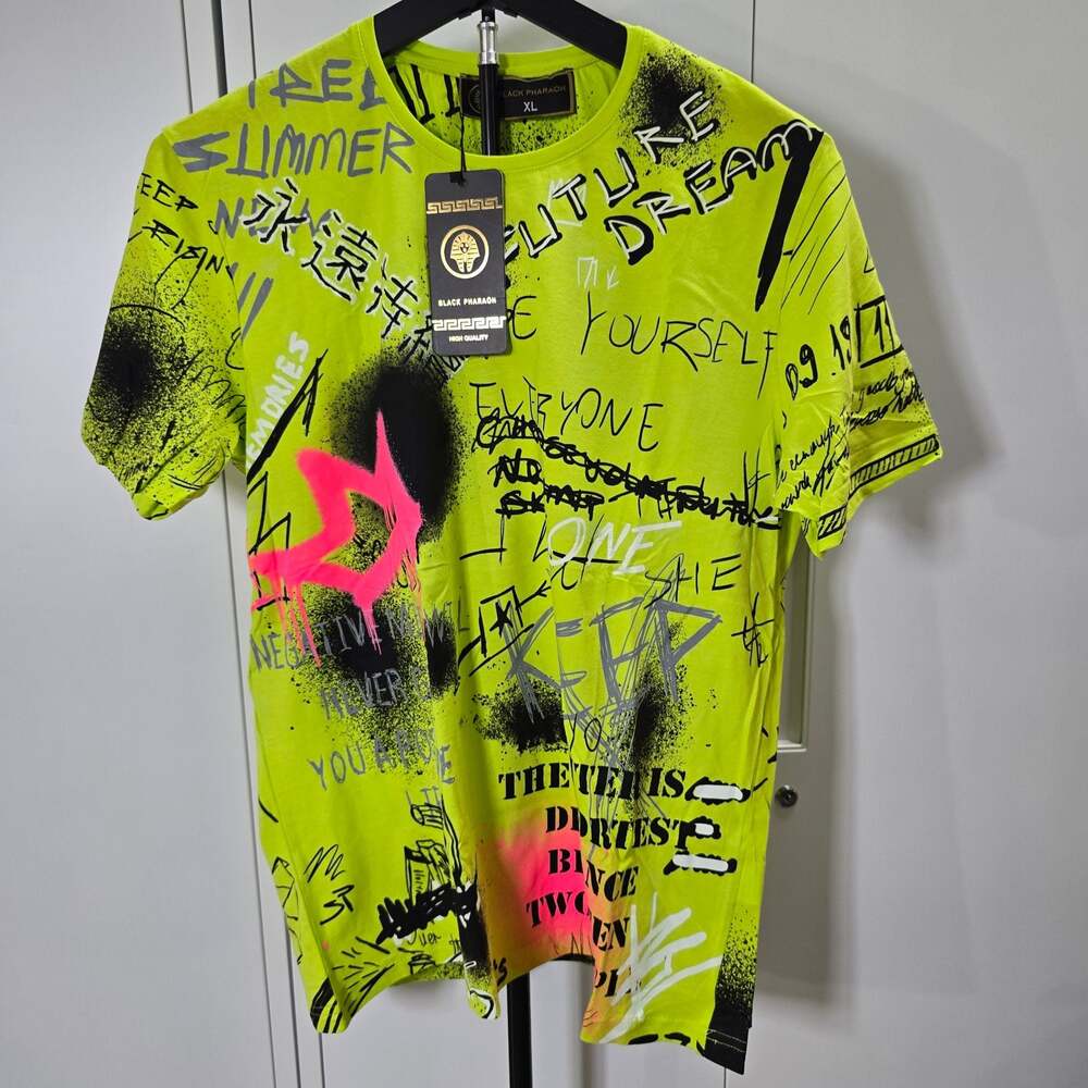 Black Pharaoh Graffiti Print T-Shirt